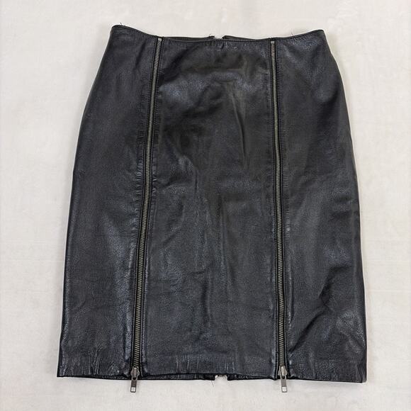 Danier Dresses & Skirts - Danier Pencil Skirt Women’s 6 Black Leather, Lined, Triple Zippers Bnfts Charity